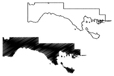 Mackinac County, Michigan (ABD eyaleti, Amerika Birleşik Devletleri, ABD, ABD) harita vektör çizimi, çizim Michilimackinac haritası