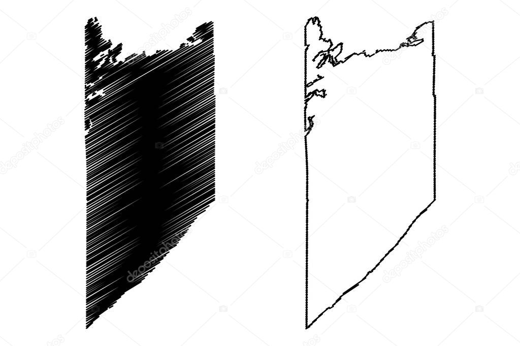 Lake County, Minnesota (U.S. county, United States of America, USA, U.S., US) map vector illustration, scribble sketch Lake map