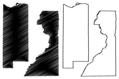 Gasconade ve Dunklin County, Missouri (ABD, ABD, ABD, ABD) harita vektör çizimi, çizim haritası