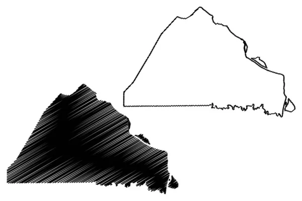 ペリー郡 ミズーリ州 アメリカ アメリカ アメリカ アメリカ 地図ベクトル図 スクリブルスケッチペリー地図 — ストックベクタ