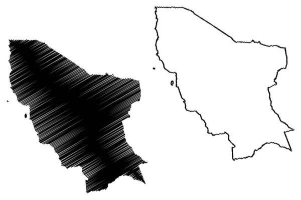 Comté Marsabit République Kenya Province Est Illustration Vectorielle Carte Croquis — Image vectorielle