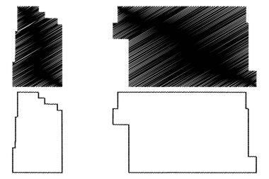Carter ve Daniels County, Montana (ABD eyaleti, Amerika Birleşik Devletleri, ABD, ABD) harita vektör çizimi, çizim haritası