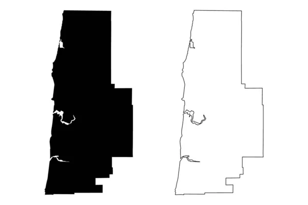 リンカーン郡 オレゴン州 アメリカ アメリカ アメリカ 地図ベクトル図 スケッチブルなスケッチリンカーン地図 — ストックベクタ
