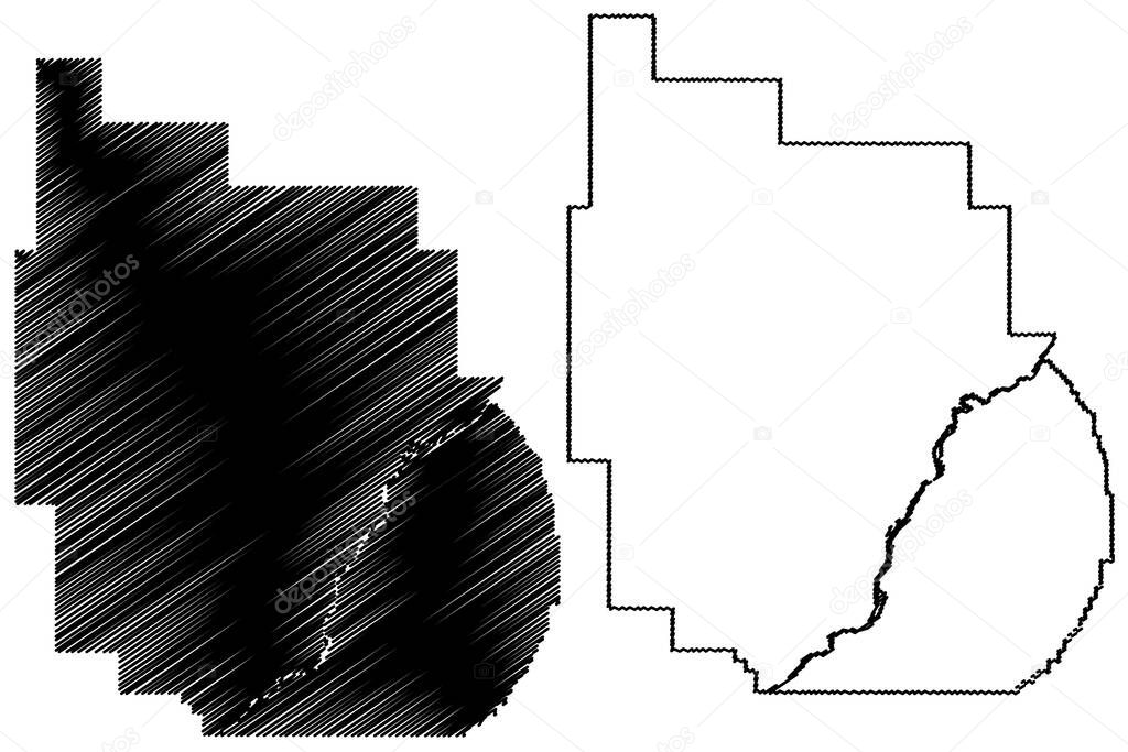Dawson County, Montana (U.S. county, United States of America, USA, U.S., US) map vector illustration, scribble sketch Dawson map