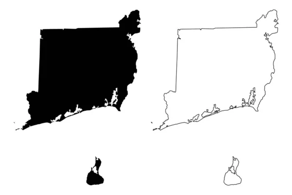 Washington County State Rhode Island Providence Plantation 미국군 Map Vector — 스톡 벡터