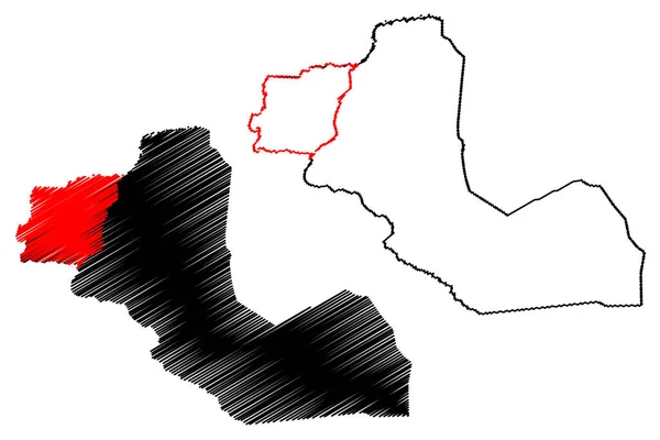 Карта Западного Бахр Эль Газаля Штаты Южного Судана Регион Бахр — стоковый вектор
