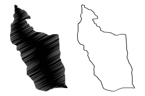 Ost Darfur Staat Republik Sudan Nordsudan Kartenvektorillustration Kritzelskizze Sharq Darfur — Stockvektor