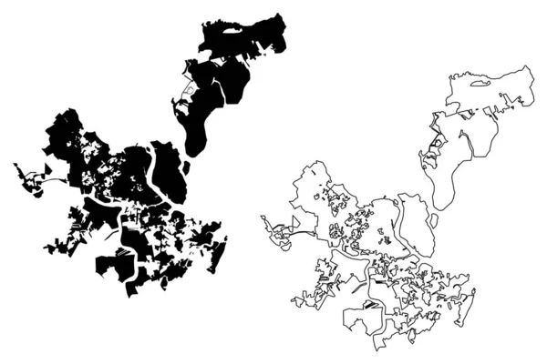 Charleston City South Carolina Сша Соединенные Штаты Америки Сша Map — стоковый вектор