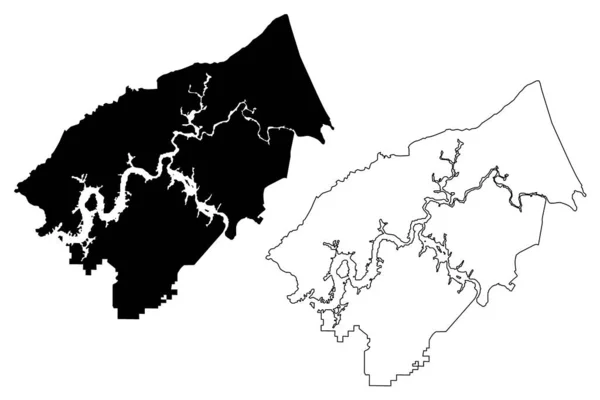 Condado Roane Estado Tennessee Condado Estados Unidos América Mapa Vector — Archivo Imágenes Vectoriales