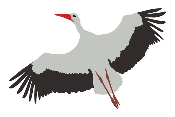White Stork Ciconia Ciconia Flying Color Silhouette Bird — ストックベクタ