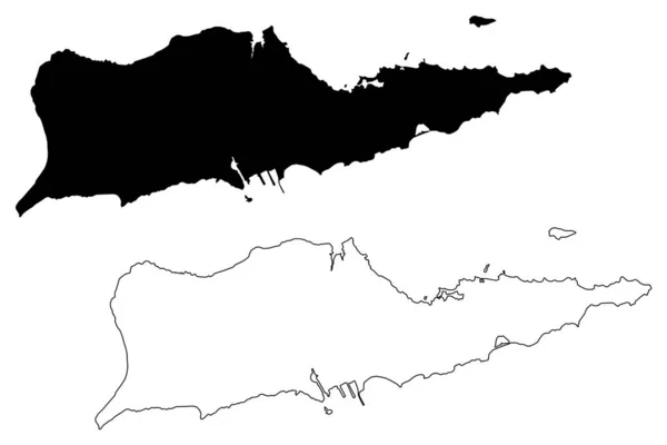 米国領バージン諸島 アメリカ アメリカ アメリカ アメリカ アメリカ 地図ベクトル図 スケッチブルなスケッチセント クロワ島地図 — ストックベクタ