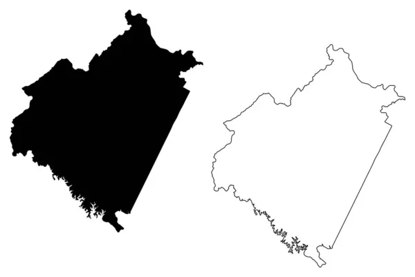 ベドフォード郡 バージニア州 アメリカ アメリカ アメリカ アメリカ 地図ベクトル図 スケッチブルスケッチベッドフォード地図 — ストックベクタ