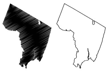 Bergen County, New Jersey (ABD eyaleti, Amerika Birleşik Devletleri, ABD, ABD) harita vektör çizimi, çizim Bergen haritası