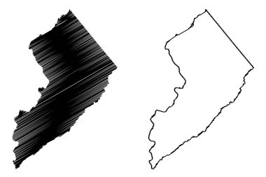 Warren County, New Jersey (ABD eyaleti, ABD, ABD) harita vektör çizimi, Warren haritası çizimi