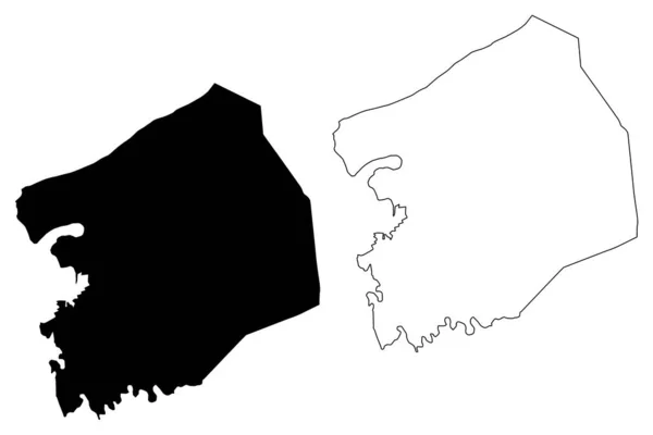 モントゴメリー郡 バージニア州 アメリカ アメリカ アメリカ アメリカ 地図ベクトル図 スケッチブルなスケッチモンゴメリー地図 — ストックベクタ