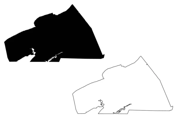 弗吉尼亚联邦华盛顿州 地图矢量图解 速写草图华盛顿地图 — 图库矢量图片