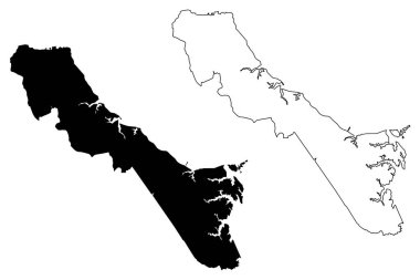 York County, Virginia Eyaleti (ABD, Amerika Birleşik Devletleri, ABD, ABD) harita vektör çizimi, çizim Charles River haritası