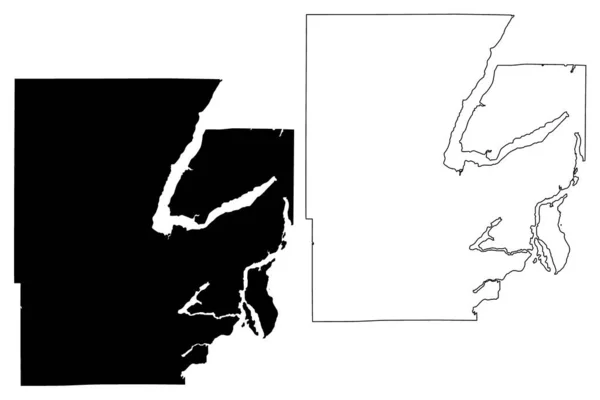 华盛顿州梅森县 地图矢量图解 速写草图梅森地图 — 图库矢量图片