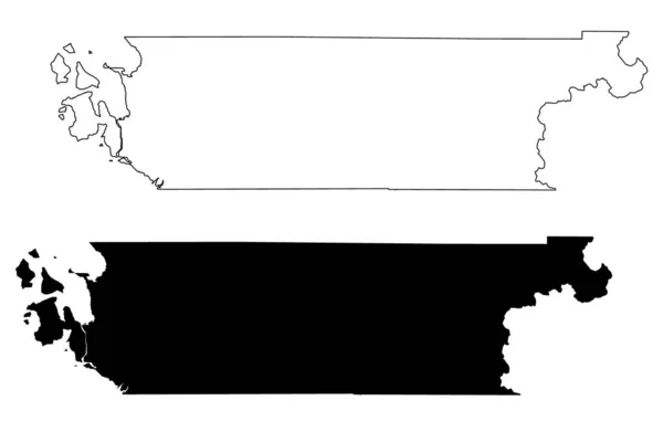 Condado Skagit Estado Washington Condado Estados Unidos América Mapa Vector — Archivo Imágenes Vectoriales