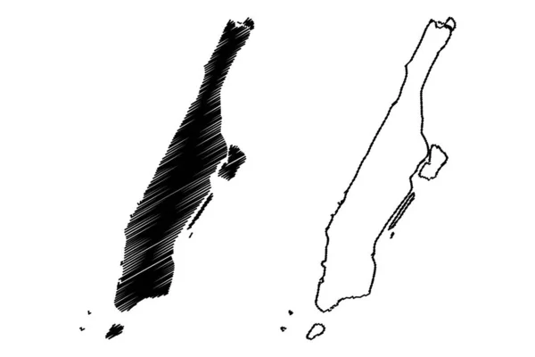 ニューヨーク郡 ニューヨーク州 アメリカ アメリカ アメリカ アメリカ 地図ベクトル図 スケッチブック マンハッタン地図 — ストックベクタ