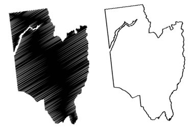 Saratoga Eyaleti, New York Eyaleti (ABD, ABD, ABD, ABD) harita vektör çizimi, karalama çizimi Saratoga haritası