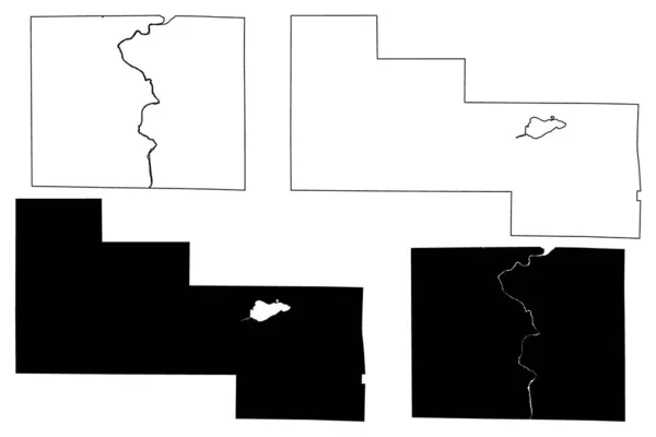 威斯康星州 岩石和沙瓦诺 沙瓦诺 县地图矢量图解 笔迹草图 — 图库矢量图片