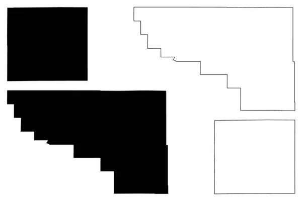 怀俄明州Weston县和Washakie县 地图矢量图解 速写草图 — 图库矢量图片