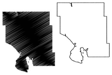 Mountrail County, Kuzey Dakota Eyaleti (ABD, Amerika Birleşik Devletleri, ABD, ABD) harita vektör çizimi, çizim dağ yolu haritası