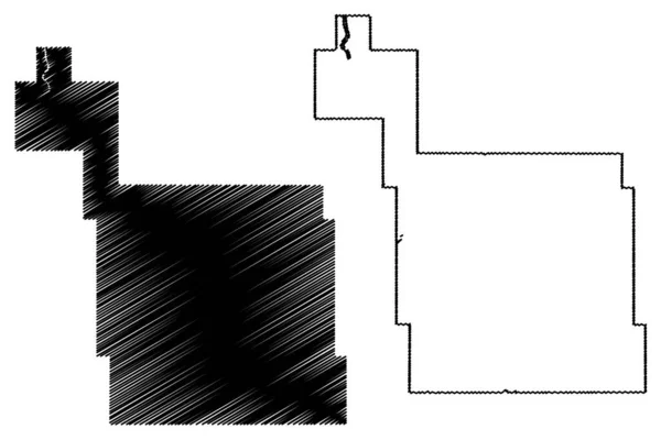 ノースダコタ州ウォード郡 アメリカ アメリカ アメリカ アメリカ アメリカ 地図ベクトル図 スケッチブルなスケッチウォード地図 — ストックベクタ