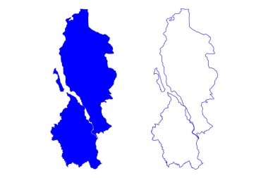 Lecco ili (İtalya, İtalya Cumhuriyeti, Lombardy bölgesi) harita vektör ilüstrasyonu, Lecco haritasının çizim bölgesi