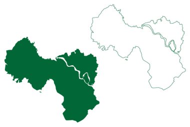 Khagaria ilçesi (Bihar Eyaleti, Munger bölümü, Hindistan Cumhuriyeti) harita vektör illüstrasyonu, kroki çizimi Khagaria haritası