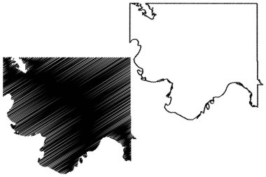 Jefferson County, Oklahoma State (Amerika Birleşik Devletleri, ABD, ABD) harita vektör çizimi, Jefferson haritası çizimi