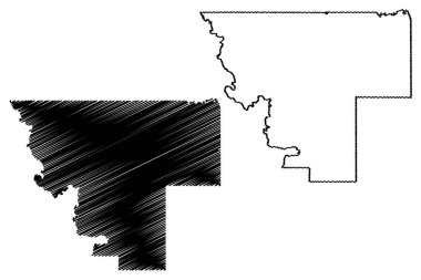 Kiowa Eyaleti, Oklahoma Eyaleti (ABD, Amerika Birleşik Devletleri, ABD, ABD) harita vektör çizimi, karalama çizimi Kiowa haritası
