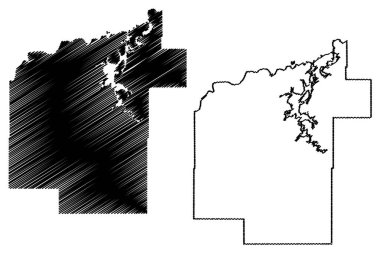 Pittsburg Eyaleti, Oklahoma Eyaleti (ABD, ABD, ABD, ABD) harita vektör çizimi, çizim çizimi Pittsburg haritası