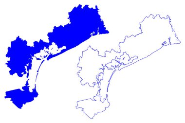 Metropolitan City of Venice (İtalya, İtalya Cumhuriyeti, Veneto veya Venetia bölgesi) harita vektör çizimi, Venedik haritası ilçe çizimi