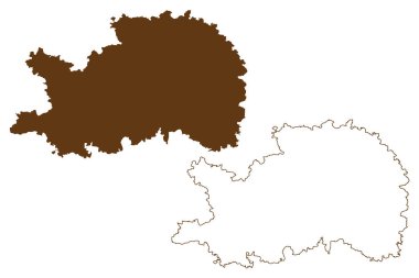 Ostalbkreis ilçesi (Almanya Federal Cumhuriyeti, kırsal bölge, Baden-Wurttemberg Eyaleti) harita vektör çizimi, karalama çizimi Ostalbkreis haritası