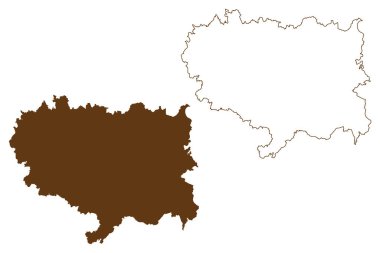 Ravensburg bölgesi (Almanya Federal Cumhuriyeti, kırsal bölge, Baden-Wurttemberg Eyaleti) harita vektör çizimi, çizim çizimi Ravensburg haritası