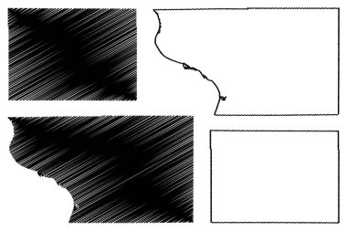 Buffalo ve Beadle County, Güney Dakota Eyaleti (ABD, Amerika Birleşik Devletleri, ABD) harita vektör çizimi, çizim haritası