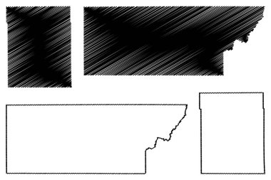 Custer ve Aurora Eyaleti, Güney Dakota Eyaleti (ABD, Amerika Birleşik Devletleri, ABD) harita vektör çizimi, çizim haritası