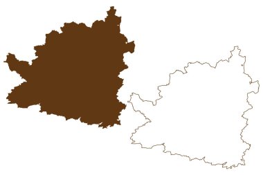 Tubingen ilçesi (Federal Almanya Cumhuriyeti, kırsal bölge, Baden-Wurttemberg Eyaleti) harita vektör çizimi, çizim Tubingen haritası