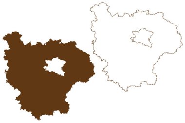 Ansbach ilçesi (Federal Almanya Cumhuriyeti, kırsal bölge Orta Frankonya, Özgür Bavyera Eyaleti) harita çizimi, çizim çizimi Ansbach haritası