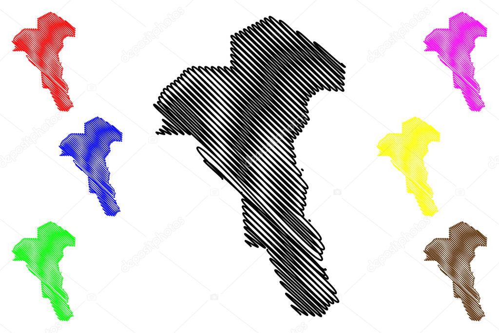 Unity state (States of South Sudan, Greater Upper Nile Region) map vector illustration, scribble sketch Western Upper Nile map