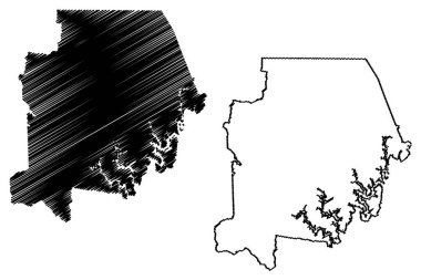 Campbell County, Tennessee Eyaleti (ABD eyaleti, ABD, ABD, ABD) harita vektör çizimi, çizim Campbell haritası
