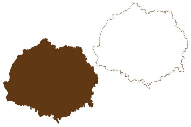 Erding ilçesi (Federal Almanya Cumhuriyeti, Yukarı Bavyera kırsal bölgesi, Özgür Bavyera Eyaleti) harita vektör çizimi, çizim Erding haritası