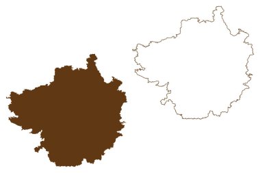 Forchheim ilçesi (Federal Almanya Cumhuriyeti, Yukarı Franconia kırsal bölgesi, Özgür Bavyera Eyaleti) harita vektör çizimi, çizim Forchheim haritası