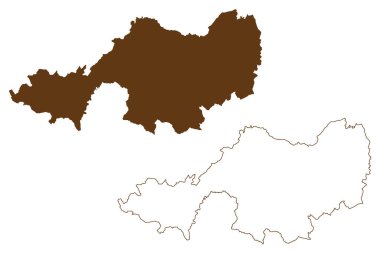 Lindau ilçesi (Almanya Federal Cumhuriyeti, Swabia kırsal bölgesi, Bavyera Serbest Eyaleti) harita vektör çizimi, çizim çizimi Lindau haritası