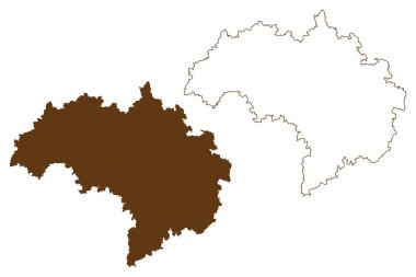 Regensburg ilçesi (Almanya Federal Cumhuriyeti, Yukarı Palatinate kırsal bölgesi, Bavyera Serbest Eyaleti) harita vektör çizimi, karalama haritası Regensburg haritası