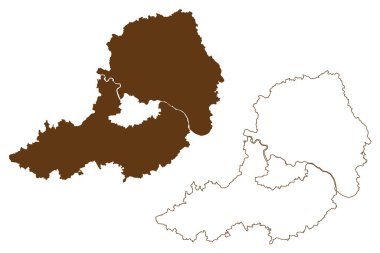 Straubing-Bogen ilçesi (Almanya Federal Cumhuriyeti, Aşağı Bavyera kırsal bölgesi, Özgür Bavyera Eyaleti) harita vektör çizimi, çizim Straubing Bogen haritası