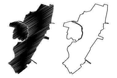Buena Vista şehir merkezi, Virginia Eyaleti (Bağımsız şehir, ABD, ABD) harita vektör çizimi, karalama çizimi Buena Vista haritası