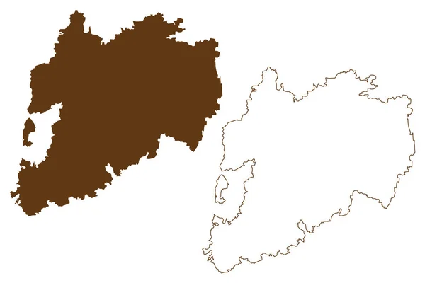 Unterallgau Distrikt Förbundsrepubliken Tyskland Landsbygd Distriktet Schwaben Fristaten Bayern Karta — Stock vektor